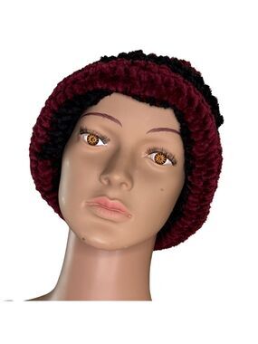 Burgundy Black Knit Beanie (3 for $12 item)